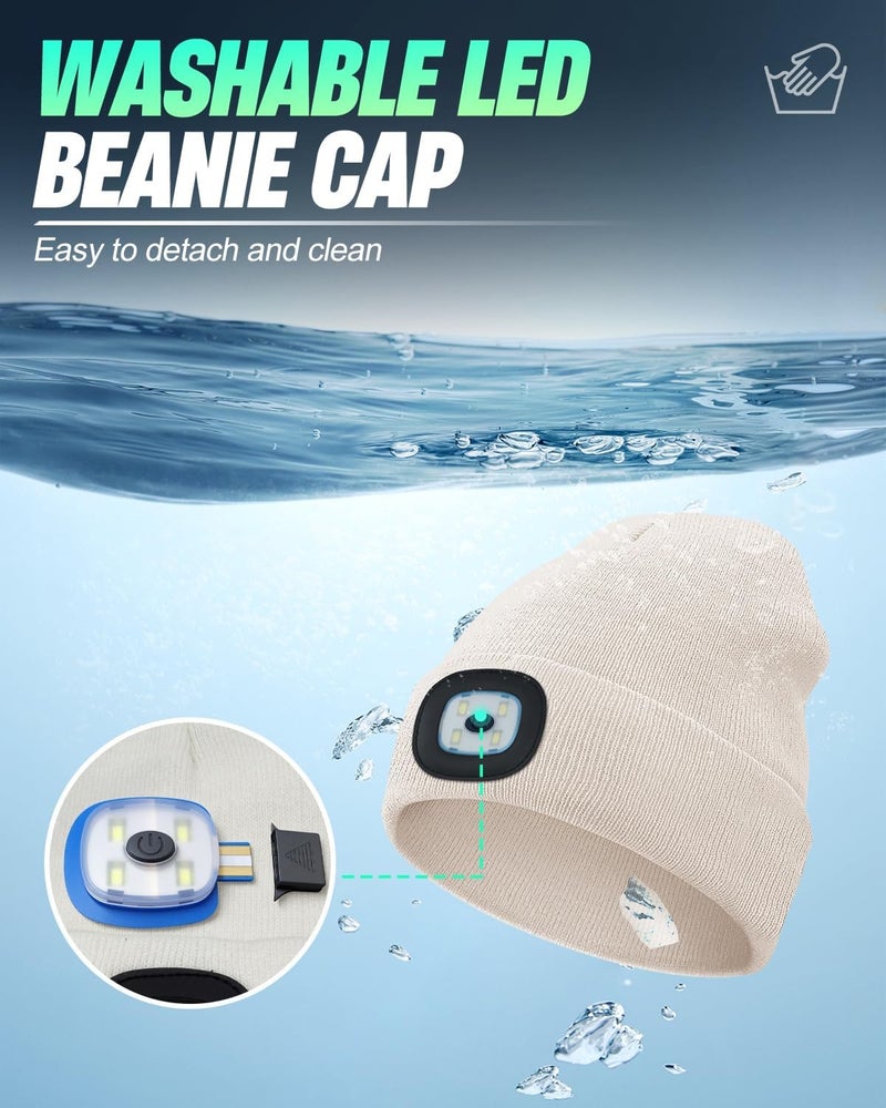 MOXTOYU Unisex Beanie with Light, USB Rechargeable LED Headlamp Hat, Christmas Stocking Stuffers Gifts - Image 3